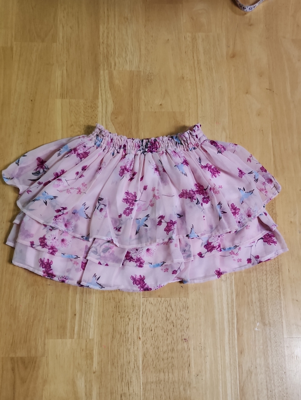 Fresh Baked Australia Pink Floral Smocked Skirt Girls Size 4 EUC